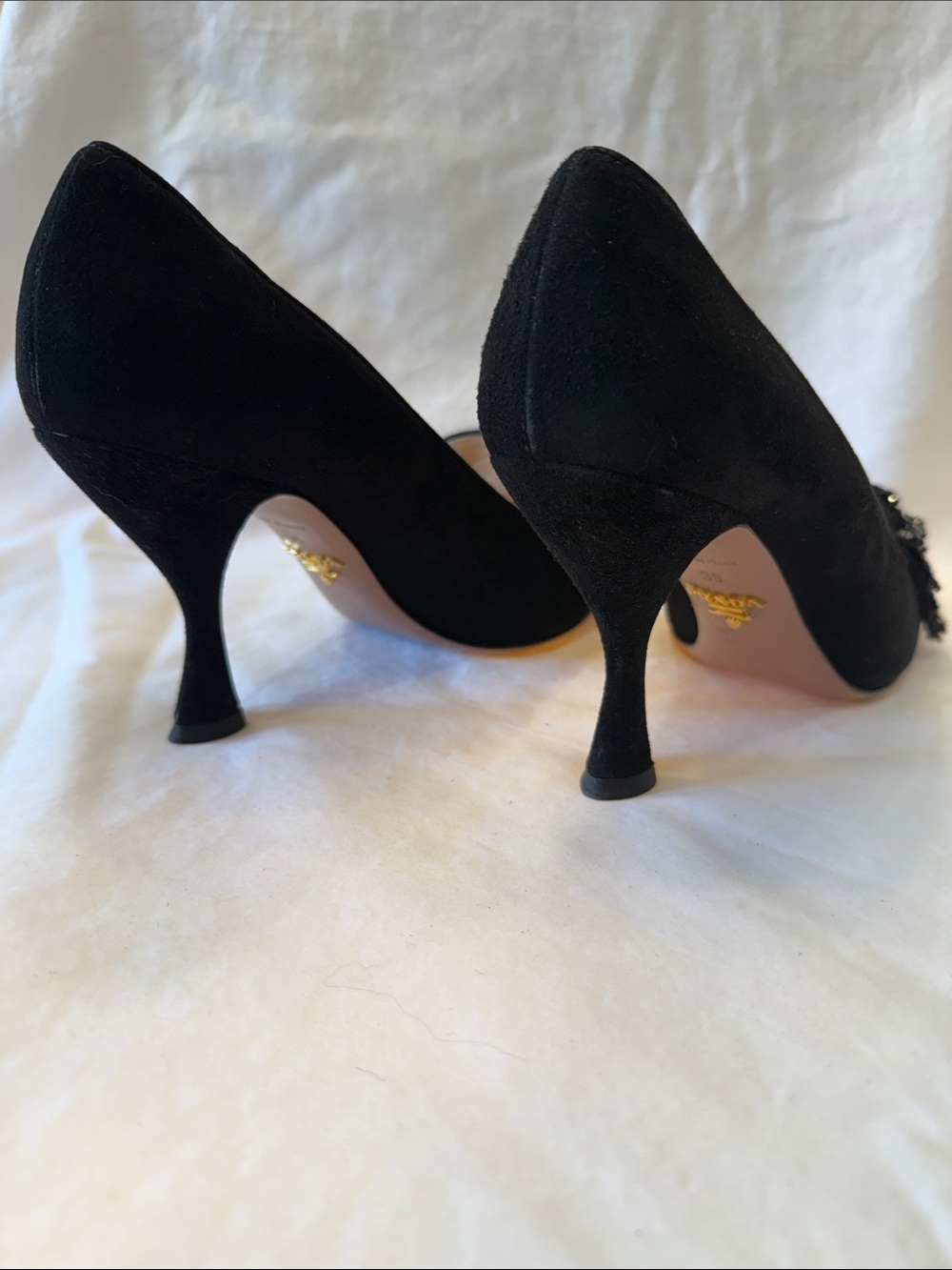 Prada Black Embellished Pointed-Toe Pumps - Picture 6 of 9